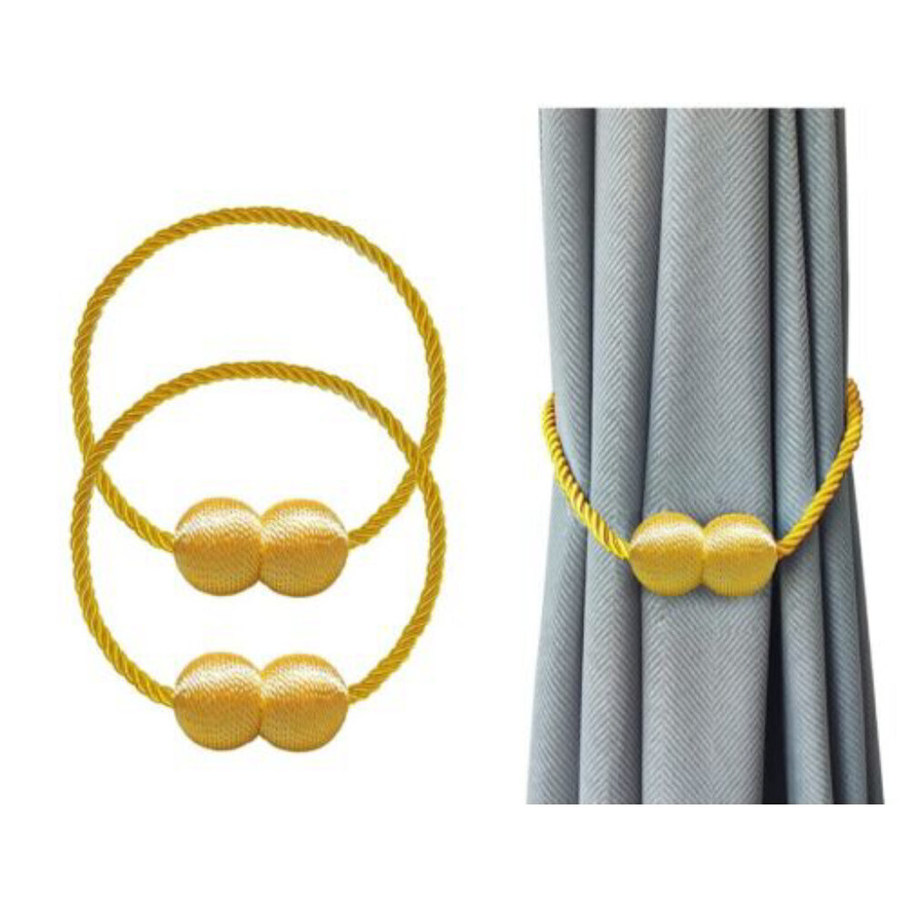 2Pcs Magnetic Curtain Tiebacks Gold Holdbacks Buckle Straps Clips Home Decor